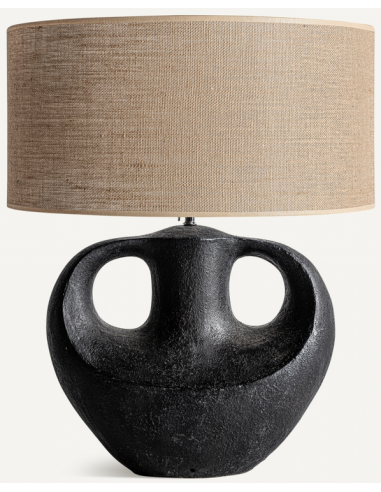 Bordlampe i terracotta og jute H70 cm - Rustik sort/Natur