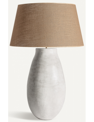 Bordlampe i beton og jute H110 cm - Rustik lysegrå/Natur