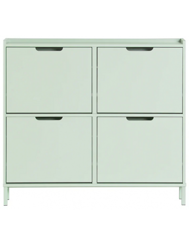 Skoskab i metal og møbelplade H90 x B100 x D19 cm - Grøn