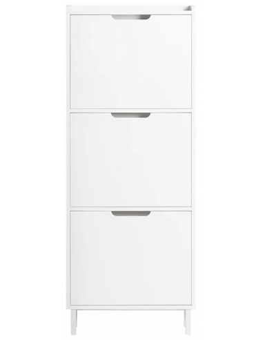 Skoskab i metal og møbelplade H129 x B50 x D19 cm - Hvid