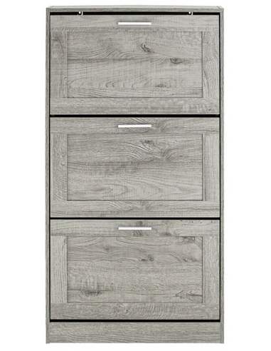 Skoskab i møbelplade H115 x B60 x D23 cm - Grå trælook