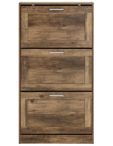 Skoskab i møbelplade H115 x B60 x D23 cm - Brun trælook