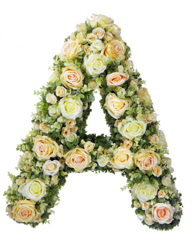 Kunstigt Bogstav med lyse roser H60 cm - Multi