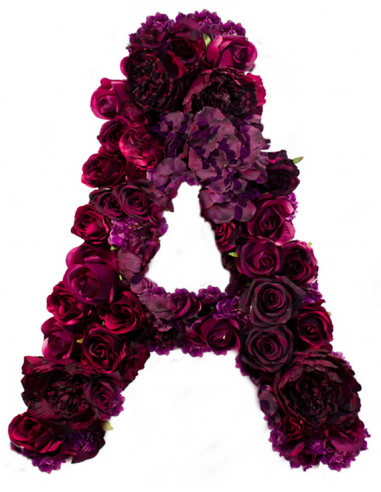 Kunstigt Bogstav med mørke roser H60 cm - Mørkerød