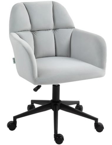 Kontorstol i velour H78 - 86 cm - Sort/Lysegrå