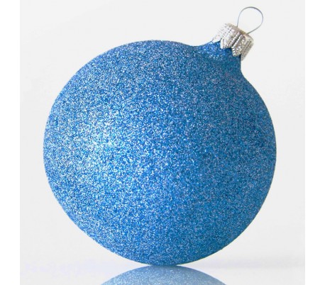 Julekugle i mundblæst glas Ø8 cm - Blå