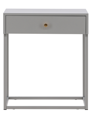 Baka sengebord i stål H50 x B43 x D43 cm - Lysegrå/Messing