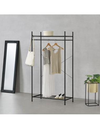 Garderobe stativ i metal 150 x 80 x 40 cm - Mat sort