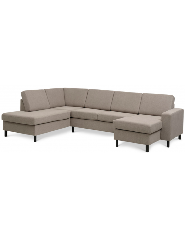 Panset U-sofa i polyester B295 x D197 cm - Sort/Lysebrun