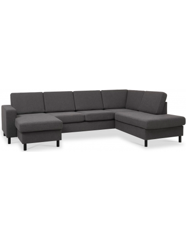 Panset U-sofa i polyester B295 x D197 cm - Sort/Antracit