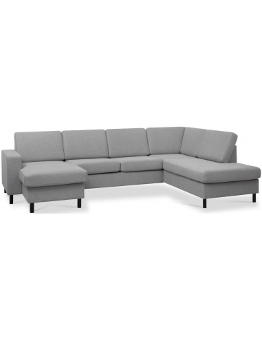 Panset U-sofa i polyester B295 x D197 cm - Sort/Grå