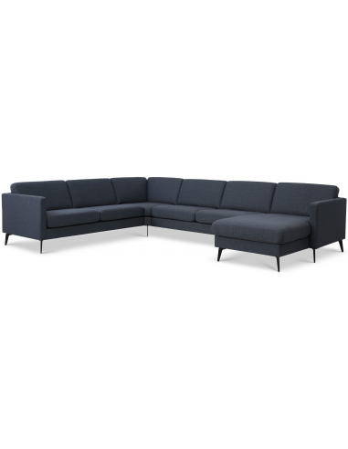 Askset U-sofa i polyester B348 x D269 cm - Sort/Navy