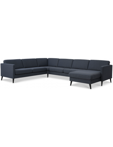 Askset U-sofa i polyester B348 x D269 cm - Sort/Navy