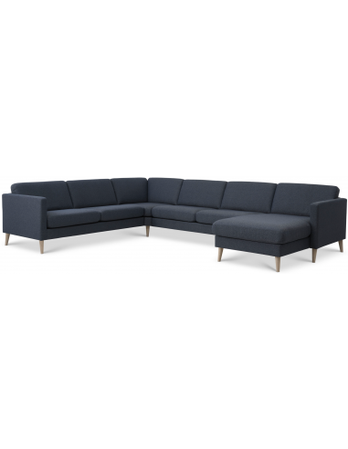 Askset U-sofa i polyester B348 x D269 cm - Natur/Navy