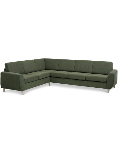 Wendy hjørnesofa i polyester B295 x D230 cm - Natur/Mosgrøn