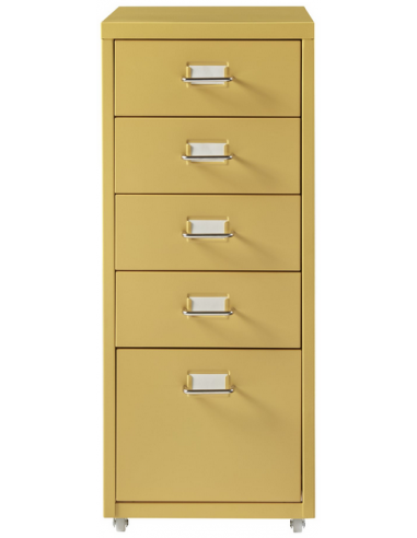 Koka skuffesektion i metal H69 x B28 x D41 cm - Gul