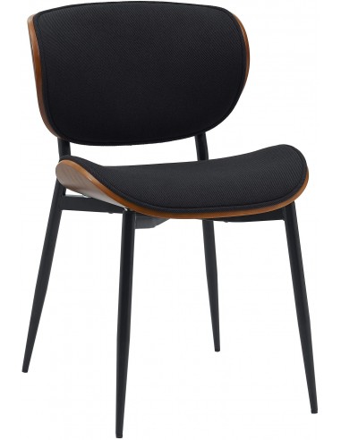 Spisebordsstol i metal og polyester H80 cm - Sort/Valnød