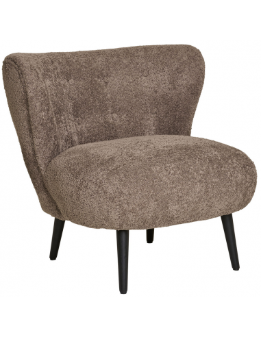 Cove loungestol i træ og bouclé H73 cm - Sort/Brun