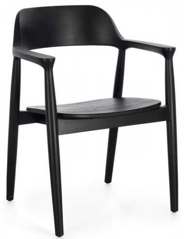 Idris spisebordsstol med armlæn i teak træ H80 cm - Sort