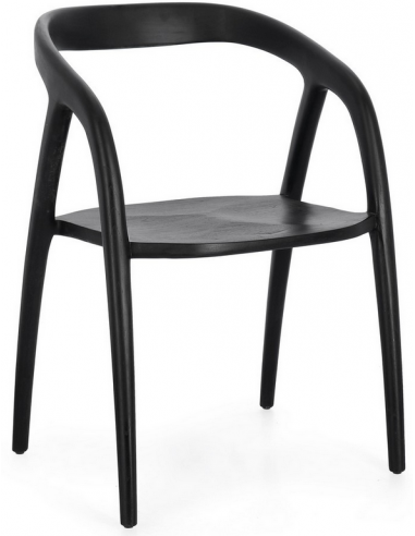 Dott spisebordsstol med armlæn i teak træ H79,5 cm - Sort