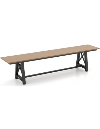 Havebænk i metal og HDPE 183 x 35 cm - Sort/Brun