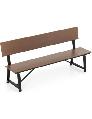 Havebænk i metal og HDPE 183 x 52 cm - Sort/Brun