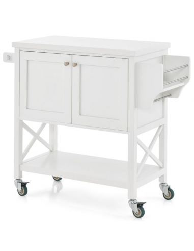 Køkkenø på hjul i MDF H87 x B80 - 100 x D40 cm - Hvid