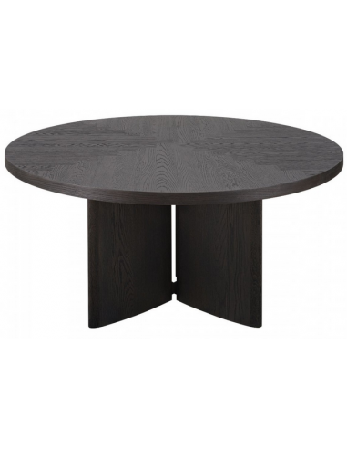 Rundt spisebord i egetræ og finér Ø152 cm - Sortbrun