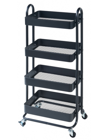 PYHA Serveringsvogn i metal H103,5 x B46 x D35 cm - Sort