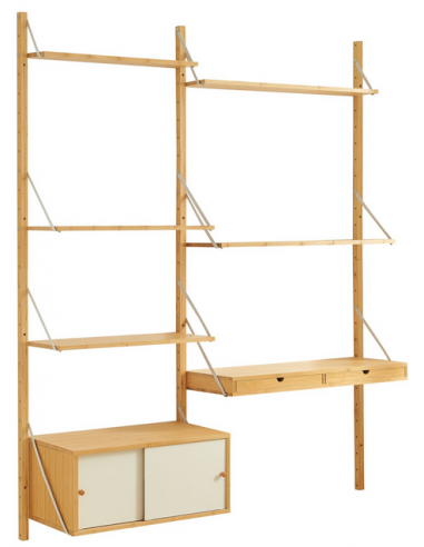 VOLL Vægreol i bambus H176 x147 x D34 cm - Natur/Beige