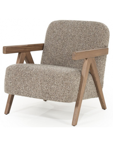 Francis lænestol i asktræ og tekstil H80 cm - Brun/Taupe