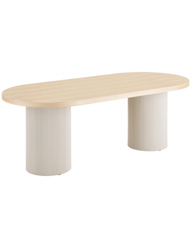 Ovalt spisebord i MDF og askfinér 220 x 100 cm - Sand/Natur