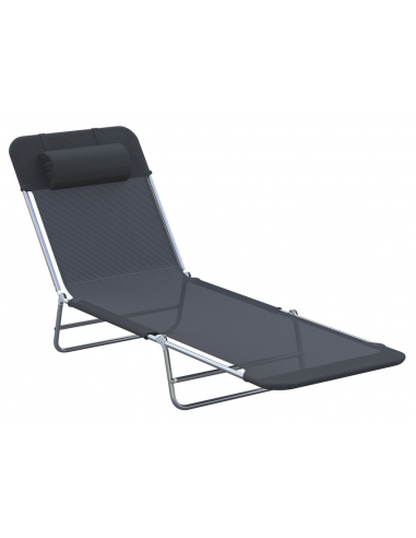 Solseng i stål og netstof 182 x 56 cm - Grå/Sort