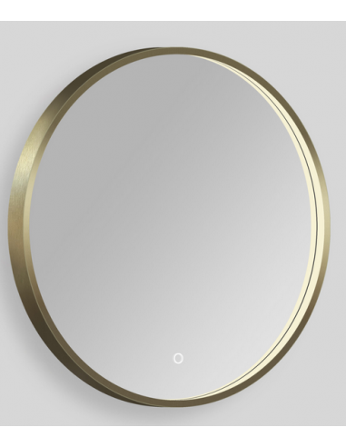 Rundt spejl med LED lys og ramme Ø80 cm - Messing