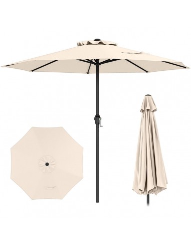 Parasol i metal og polyester Ø260 cm - Sort/Beige