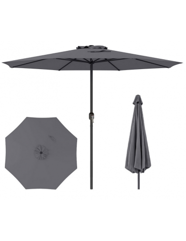 Parasol i metal og polyester Ø360 cm - Sort/Grå