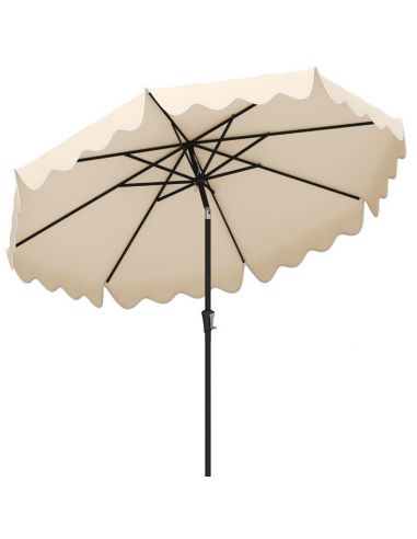 Parasol med kip i metal og polyester Ø271 cm - Sort/Beige
