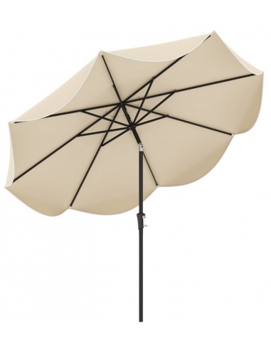 Parasol med kip i metal og polyester Ø270 cm - Sort/Beige