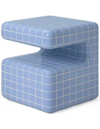 TAKA Sofabord i fiberglas og ler H49,5 x B45 x D45 cm - Blå