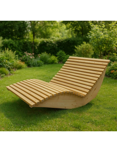 WELLE Dobbelt solseng i lærketræ 188 x 120 cm - Natur