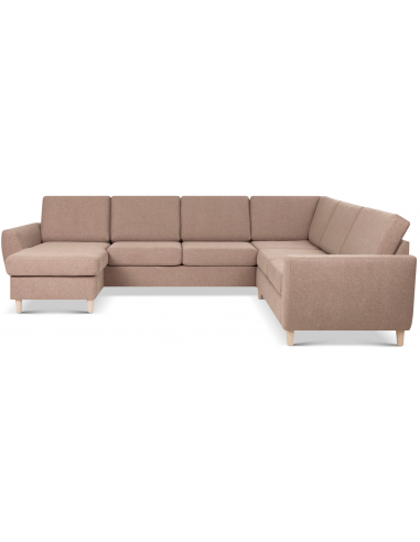 Wendy U-sofa i polyester B295 x D230 cm - Natur/Lysebrun