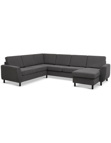 Wendy U-sofa i polyester B295 x D230 cm - Sort/Antracit