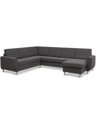 Wendy U-sofa i polyester B295 x D230 cm - Natur/Antracit