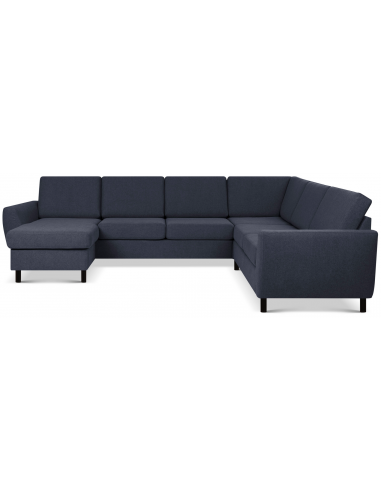 Wendy U-sofa i polyester B295 x D230 cm - Sort/Dyb blå