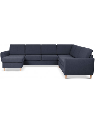 Wendy U-sofa i polyester B295 x D230 cm - Natur/Dyb blå