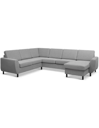Wendy U-sofa i polyester B295 x D230 cm - Sort/Grå