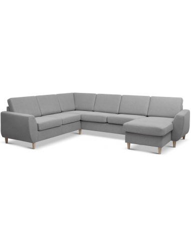 Wendy U-sofa i polyester B295 x D230 cm - Natur/Grå