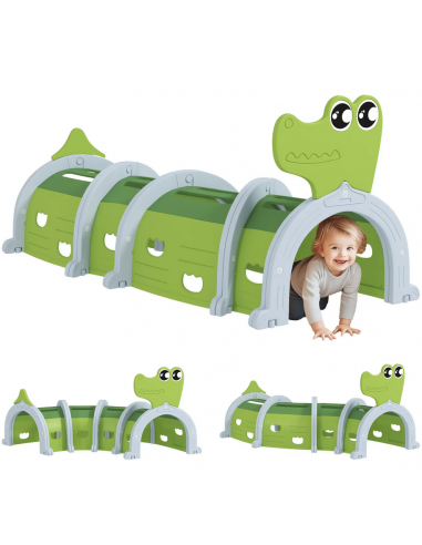 Legetunnel i HDPE og kunststof B194 cm - Grøn/Grå