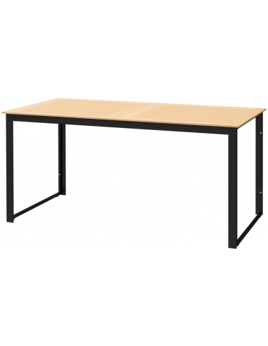 Havebord i metal og komposit 160 x 80 cm - Sort/Natur