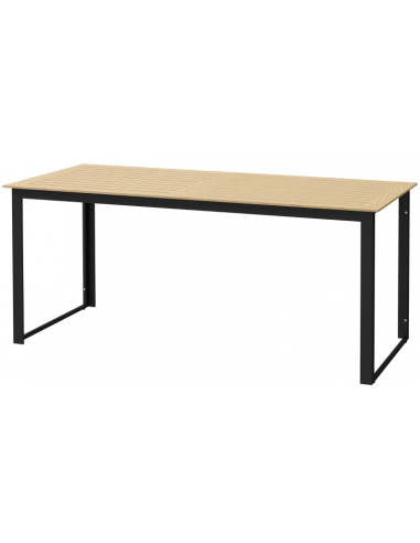 Havebord i metal og komposit 175 x 78 cm - Sort/Natur